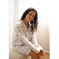 By Louise By Louise Ladies Pyjama Nightshirt Flannel With Buttons Blue/White Checkered