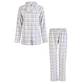 By Louise By Louise Ladies Pajama Set Flannel Long With Button Closure Blue/White Checkered