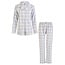 By Louise By Louise Dames Pyjama Set Flanel Lang Met Knoopsluiting Blauw/Wit Geruit