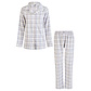 By Louise By Louise Ladies Pajama Set Flannel Long With Button Closure Blue/White Checkered