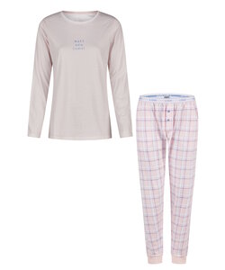 By Louise Dames Pyjama Set Lang Roze Geruit