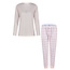 By Louise By Louise Dames Pyjama Set Lang Roze Geruit