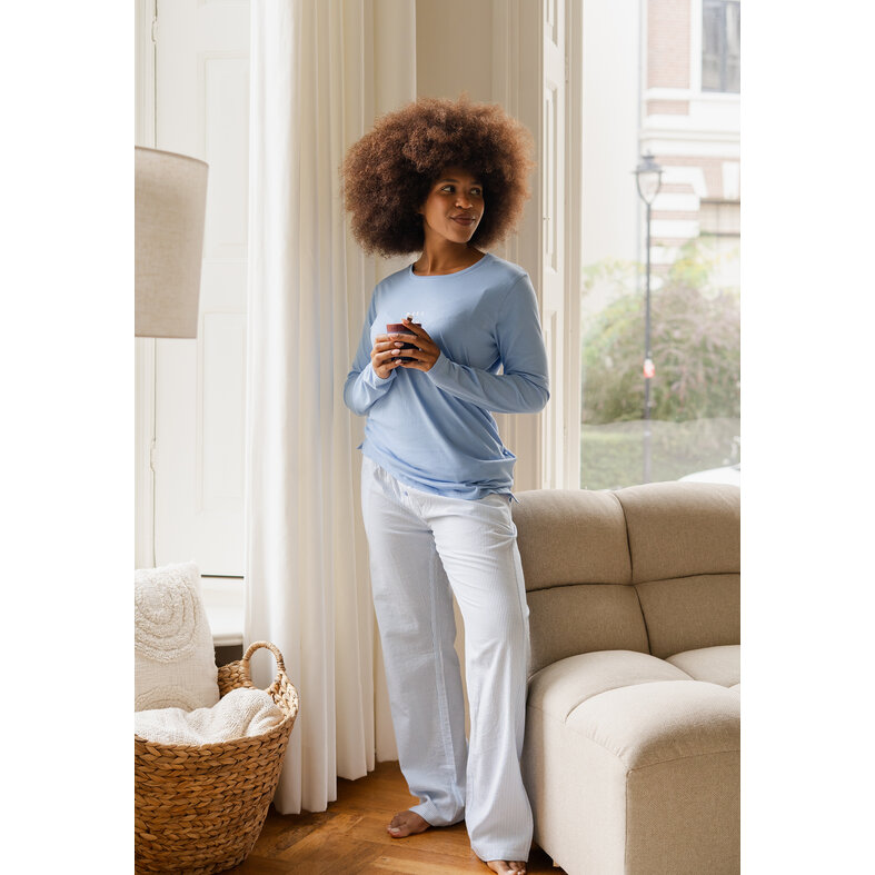 By Louise By Louise Ladies Pyjama Set Long Blue Striped