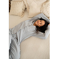 By Louise By Louise Ladies Pyjama Set Long Muslin With Buttons Gray/Blue