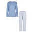 By Louise By Louise Dames Pyjama Set Lang Blauw Gestreept