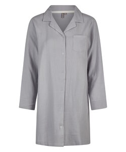 By Louise Dames Nachthemd Mousseline Met Knoopjes Grijs/Blauw