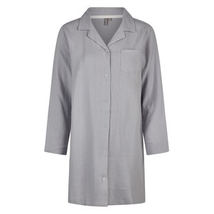 By Louise Dames Nachthemd Mousseline Met Knoopjes Grijs/Blauw