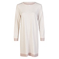 By Louise By Louise Dames Nachthemd Interlock Lange Mouw Wit/Roze Gestreept
