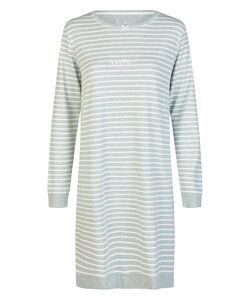 By Louise Ladies Nightshirt Interlock Long Sleeve Green/White Striped