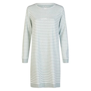 By Louise Ladies Nightshirt Interlock Long Sleeve Green/White Striped
