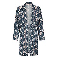 By Louise By Louise Dames Kimono Ochtendjas Donkerblauw Gebloemd