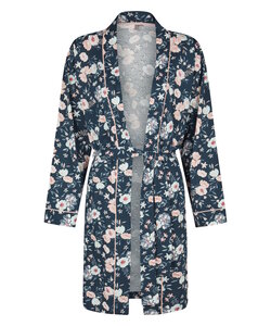 By Louise Ladies Kimono Morning Gown Dark Blue Floral