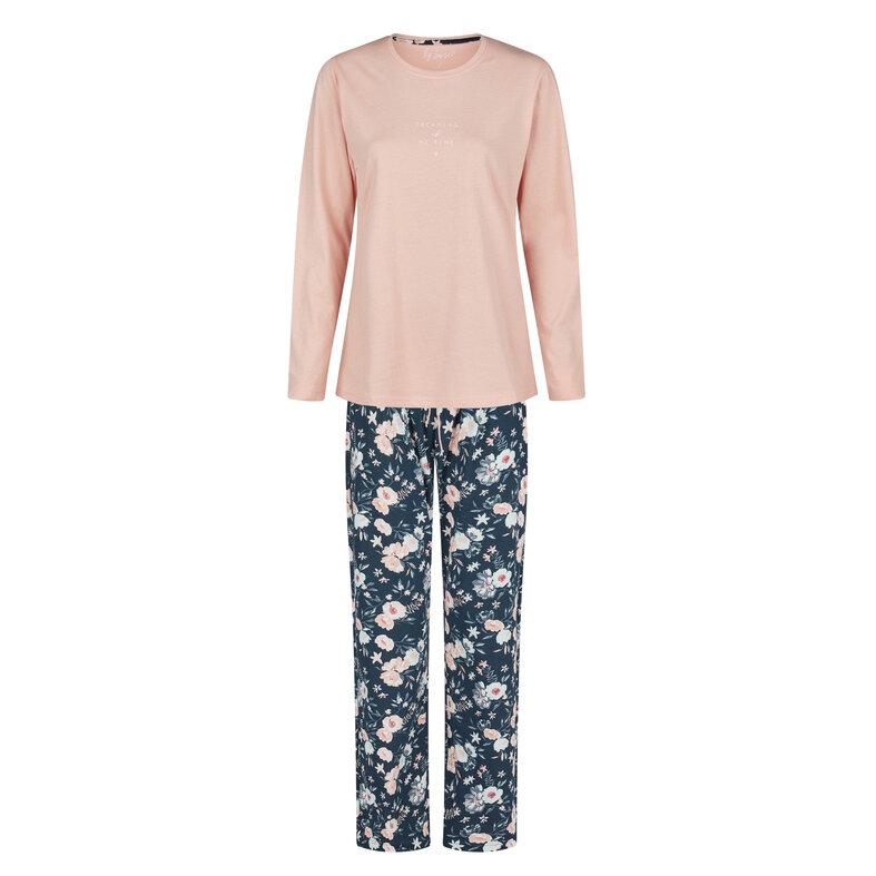 By Louise By Louise Dames Pyjama Set Lang Roze Gebloemd