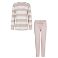 By Louise By Louise Ladies Lounge Pajama Set Long Sweat Fabric Pink/White Striped