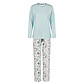 By Louise By Louise Dames Pyjama Set Lang Blauw Gebloemd