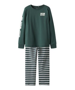 Name It Boys Long Pyjama Set NKMRAMEL Striped Green
