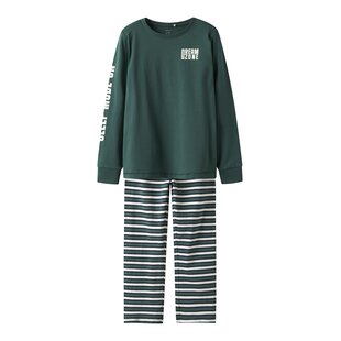 Name It Boys Long Pyjama Set NKMRAMEL Striped Green