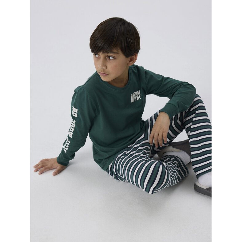 Name It Name It Jongens Lange Pyjama Set NKMRAMEL Gestreept Groen
