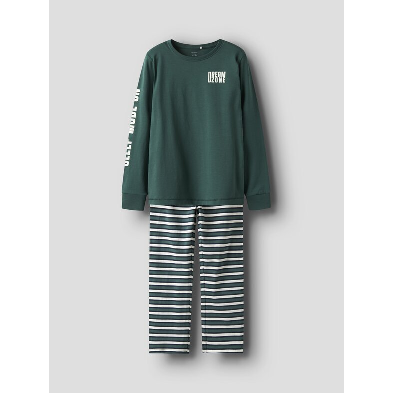 Name It Name It Jongens Lange Pyjama Set NKMRAMEL Gestreept Groen
