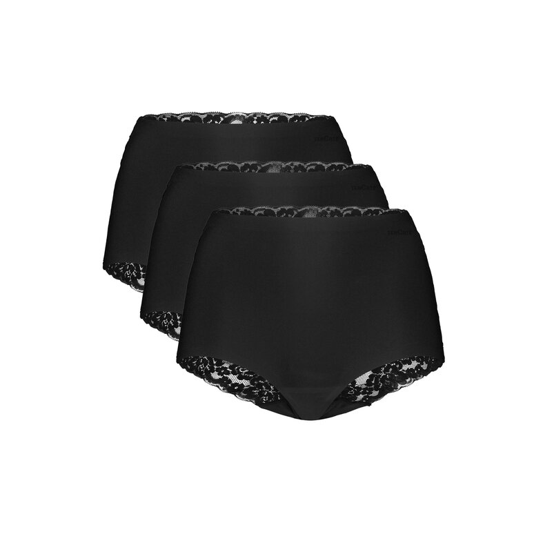 Ten Cate Ten Cate Dames Secrets Maxi Tailleslip High Waist Naadloos Kant 3-Pack Effen Zwart