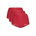 Ten Cate Ten Cate Dames Secrets Maxi Tailleslip High Waist Naadloos Kant 3-Pack Effen Rood