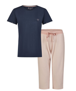 By Louise Essential Ladies Capri Pyjamas Three Quarter Striped Blue