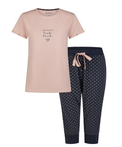 By Louise Essential Dames Capri Pyjama Driekwart AOP Roze