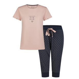 By Louise Essential Dames Capri Pyjama Driekwart AOP Roze