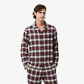 Lacoste Lacoste Heren Lange Popeline Pyjama Set Flanel Geruit Rood