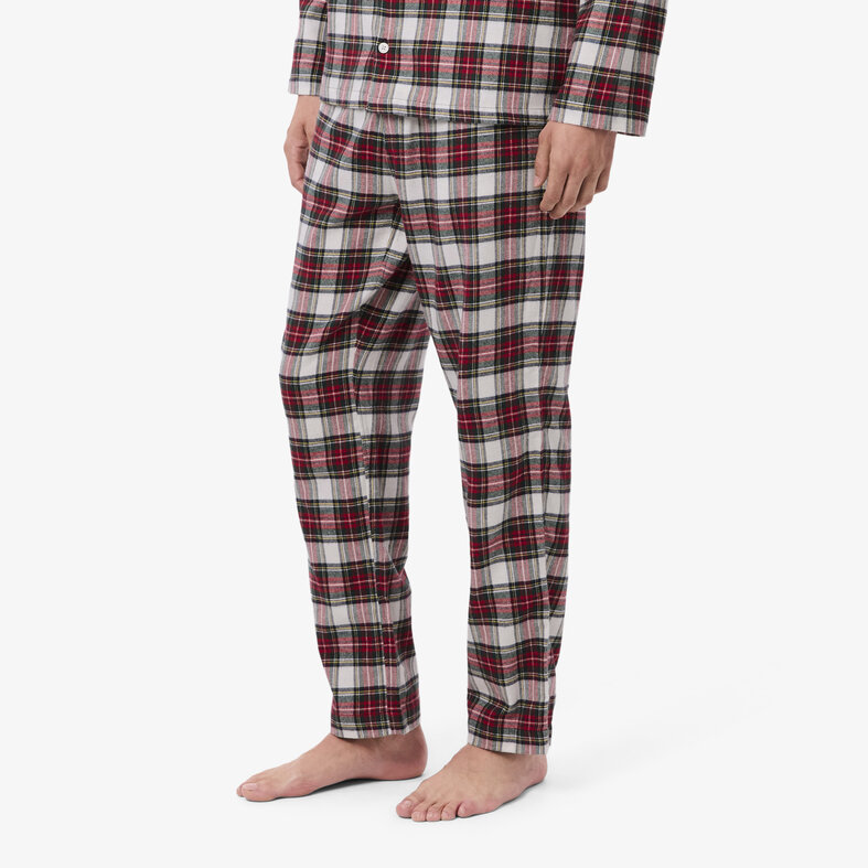 Lacoste Lacoste Men's Long Poplin Pajama Set Flannel Checkered Red