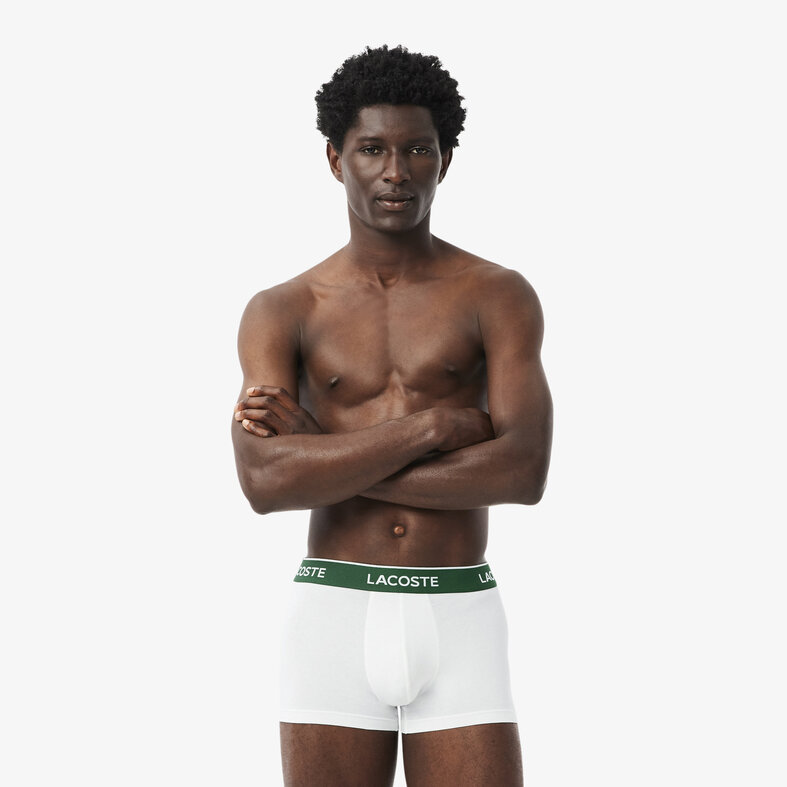 Lacoste Lacoste Heren Boxershorts Classic Trunks Wit/Grijs/Zwart 3-Pack