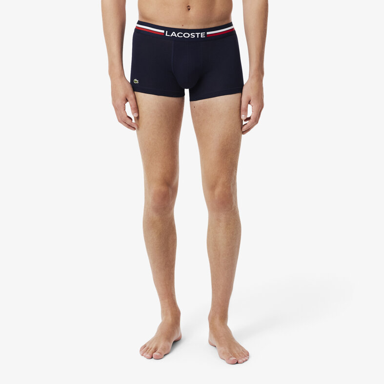 Lacoste Lacoste Heren Boxershorts Trunks 3-Pack Navy Blauw/Wit