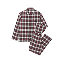 Lacoste Lacoste Men's Long Poplin Pajama Set Flannel Checkered Red