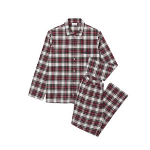 Lacoste Heren Lange Popeline Pyjama Set Flanel Geruit Rood