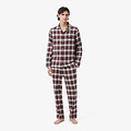 Lacoste Lacoste Heren Lange Popeline Pyjama Set Flanel Geruit Rood