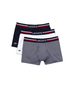 Lacoste Heren Boxershorts Trunks 3-Pack Navy Blauw/Wit