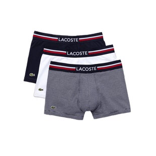 Lacoste Heren Boxershorts Trunks 3-Pack Navy Blauw/Wit