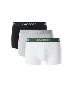 Lacoste Men's Boxer Shorts Classic Trunks White/Gray/Black 3-Pack