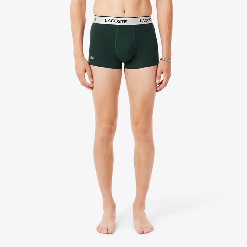 Lacoste Lacoste Heren Boxershorts Trunks 3-Pack Donkergroen/Zwart/Grijs
