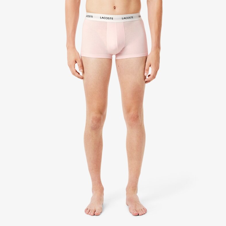 Lacoste Lacoste Heren Boxershorts Trunks 3-Pack Lichtroze/Grijs/Navy Blauw