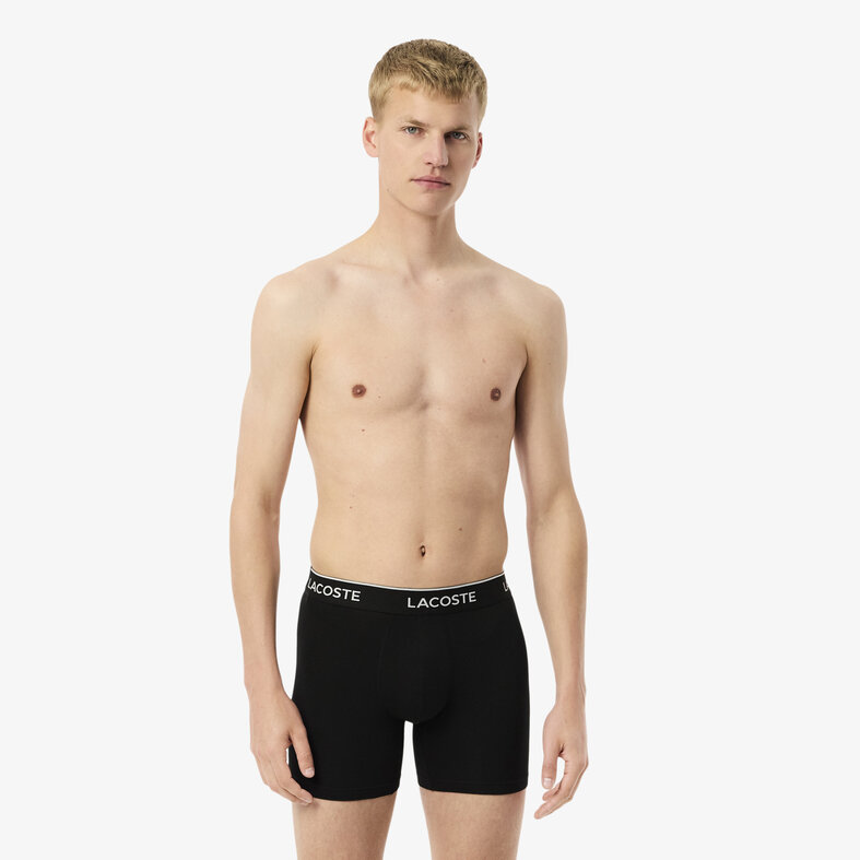 Lacoste Lacoste Men's Long-Pipe Boxer Briefs 3-Pack Black
