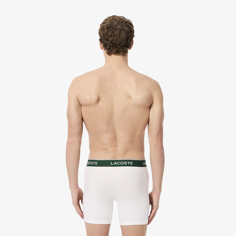 Lacoste Lacoste Heren Boxershorts Met Lange Pijp Boxer Briefs 3-Pack Wit/Grijs/Zwart