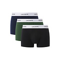 Lacoste Lacoste Heren Boxershorts Trunks 3-Pack Zwart/Groen/Navy Blauw
