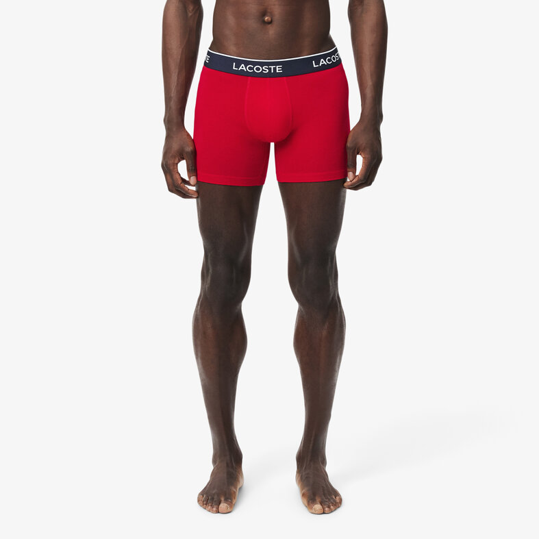 Lacoste Lacoste Heren Boxershorts Met Lange Pijp Boxer Briefs 3-Pack Blauw/Rood/Navy Blauw