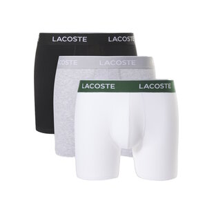 Lacoste Men's Long-Pipe Boxer Briefs 3-Pack White/Gray/Black