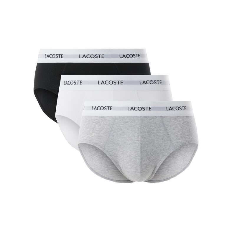 Lacoste Lacoste Heren Slips Casual Briefs 3-Pack Grijs/Wit/Zwart