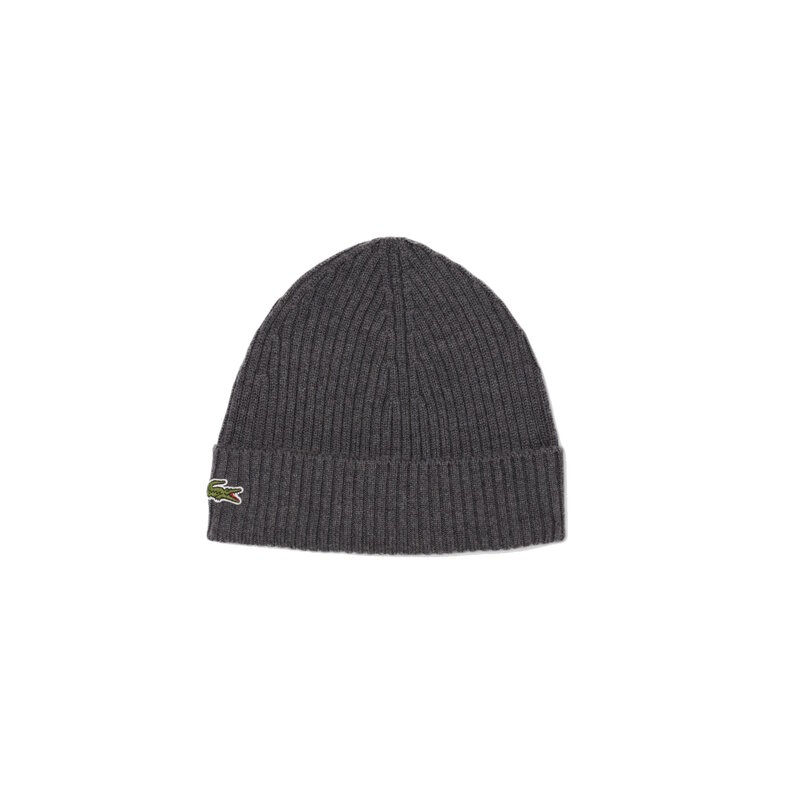 Lacoste Lacoste Beanie Ribbed Ladies Men's Hat Wool Gray