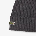 Lacoste Lacoste Beanie Ribbed Ladies Men's Hat Wool Gray