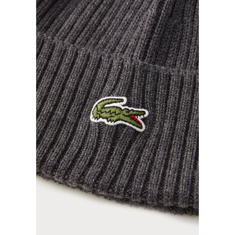 Lacoste Lacoste Beanie Ribbed Ladies Men's Hat Wool Gray