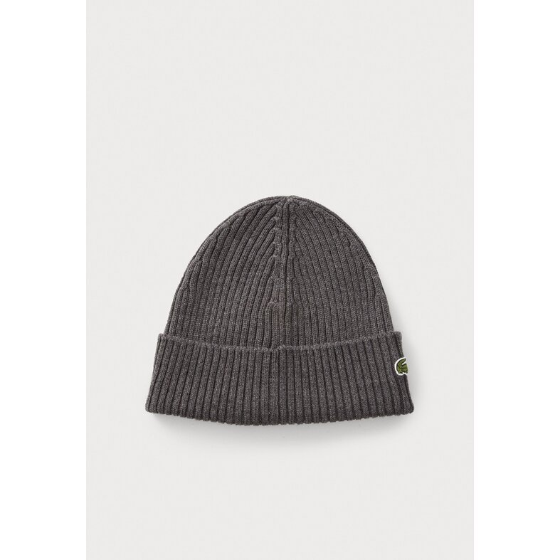 Lacoste Lacoste Beanie Ribbed Ladies Men's Hat Wool Gray